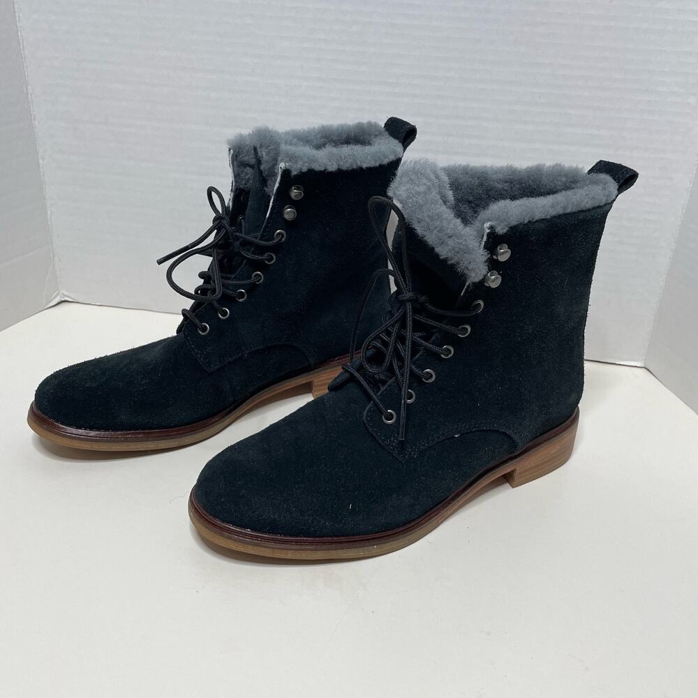 NEW Clarks Clarkdale Boots Black Suede Fleece Lined Lace Up Size Women 6.5